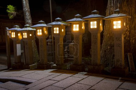 Photo for Stone lanterns inside the Okunoin Koyasan cemetery - Royalty Free Image