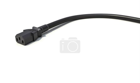 Foto de Cable negro con zócalo c19 pc sobre fondo blanco. 3d renderizar - Imagen libre de derechos