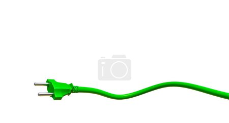 Foto de Cable aislante verde y enchufe sobre un fondo blanco. 3d renderizar - Imagen libre de derechos