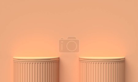 Foto de Podios en forma de columnas griegas de color melocotón. 3d renderizar - Imagen libre de derechos