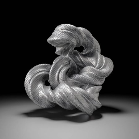 Photo for Voluptuous sculpture with metal scales. 3d render - Royalty Free Image