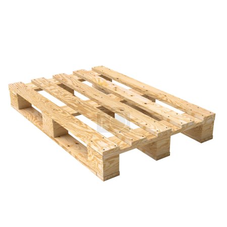Photo for High-quality image of a new wooden pallet, isolated on a pure white  background with clear details. 3d render - Royalty Free Image