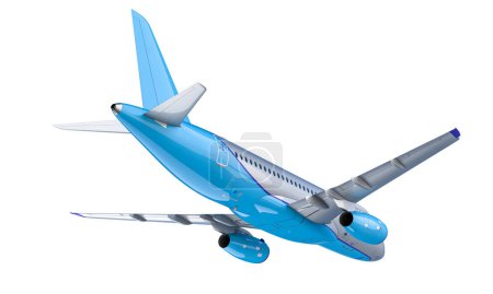 Foto de Aviones comerciales de pasajeros vistos desde atrás, aislados en blanco. 3d renderizar - Imagen libre de derechos