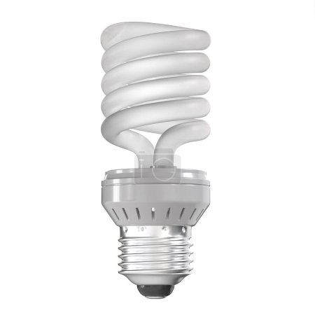 Foto de Lámpara fluorescente compacta bombilla, un símbolo para el ahorro de energía y la tecnología ecológica 3d render - Imagen libre de derechos
