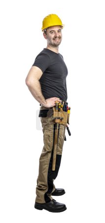 Photo for Confident male builder with tools on a transparent background - Royalty Free Image