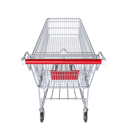 Photo for Clean, empty metal shopping cart isolated on a white background, render 3d - Royalty Free Image