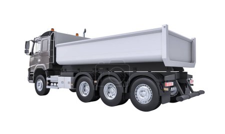 Foto de Ilustración detallada de un camión volquete de servicio pesado para uso de construcción, aislado sobre un fondo blanco. 3d renderizar - Imagen libre de derechos