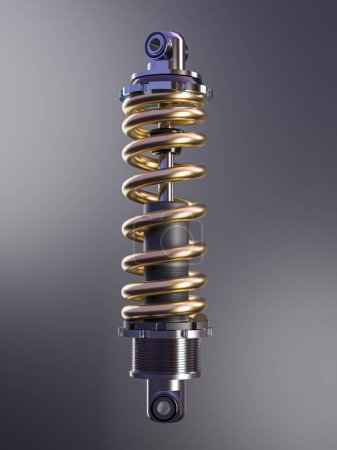 Photo for 3d rendering of high-precision automotive shock absorber with metallic finish - Royalty Free Image