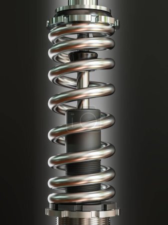 Photo for 3d rendering of a highly detailed metal coil spring with a sleek design - Royalty Free Image