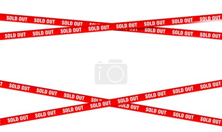 Photo for Red sold out tapes crisscross isolated on white background. 3d render - Royalty Free Image