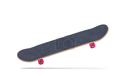 Skateboard suspended in mid-air isolated on white. 3d render