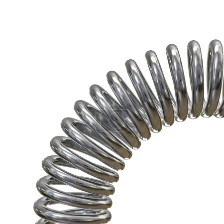 Photo for Shiny metal coil spring isolated on a white background. 3d render - Royalty Free Image