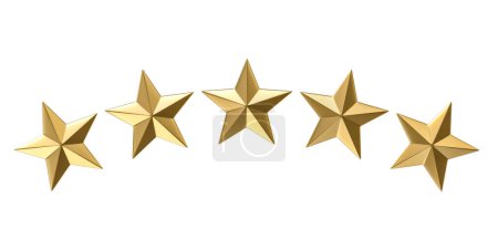3d golden stars for evaluation, rating, or achievement concept