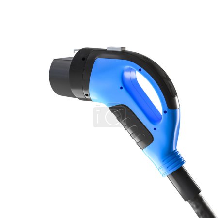 3d illustration of a modern ev charging gun isolated on a white background