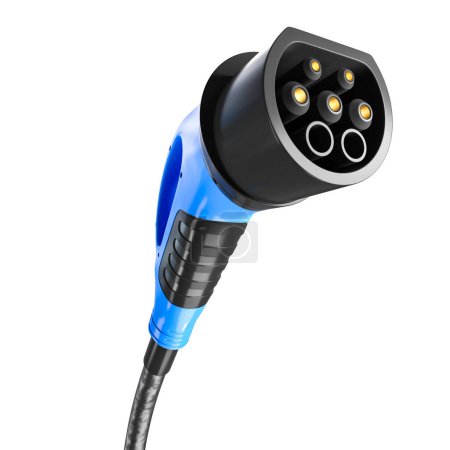 Electric vehicle charging plug isolated on white. 3d render
