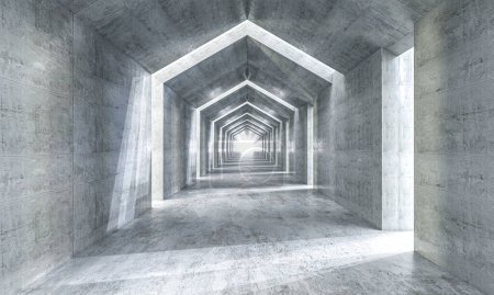 Foto de Arquitectura moderna abstracta de hormigón que forma un punto de fuga. 3d renderizar - Imagen libre de derechos