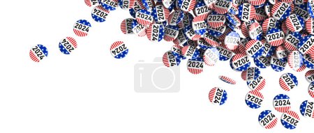 Foto de Patriotic buttons with 2024 text, symbolizing usa election 3d render - Imagen libre de derechos