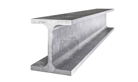 Steel i-beam isolated on white background 3d render