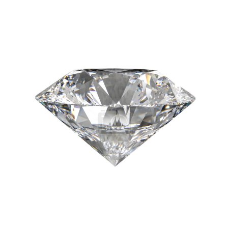 Image haute résolution d'un diamant taille brillant isolé sur un fond transparent à carreaux