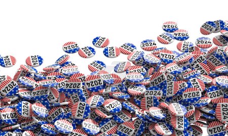 Photo for Large collection of patriotic-themed buttons with 2024 text for the us election - Royalty Free Image