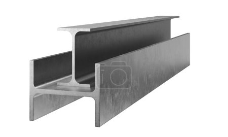 3d render of a metal i-beam for construction isolated on white background
