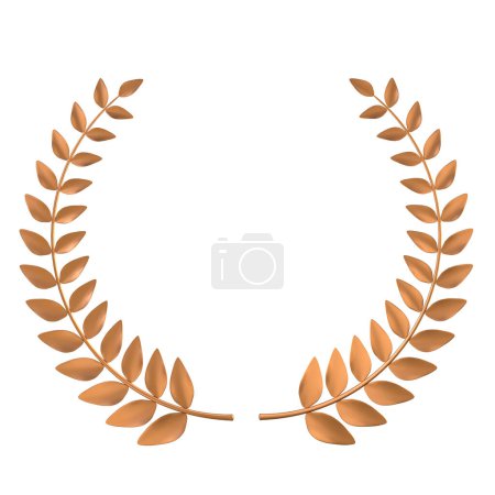 Photo for Bronzegolden laurel wreath symbol  victory  honor, isolated background - Royalty Free Image
