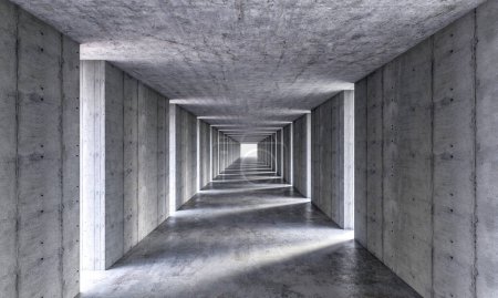 Foto de Vista abstracta corredor de hormigón simétrico punto de fuga túnel arquitectura - Imagen libre de derechos