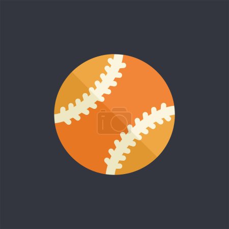 Illustration for Baseball ball flat style vector icon. Baseball ball on dark background. - Royalty Free Image