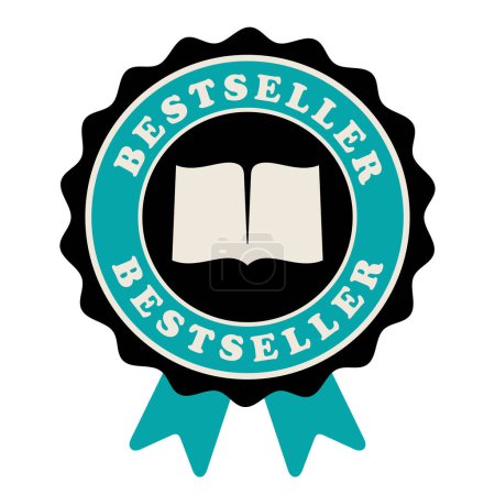 Illustration for Bestseller book emblem. Book label vector illustration. - Royalty Free Image