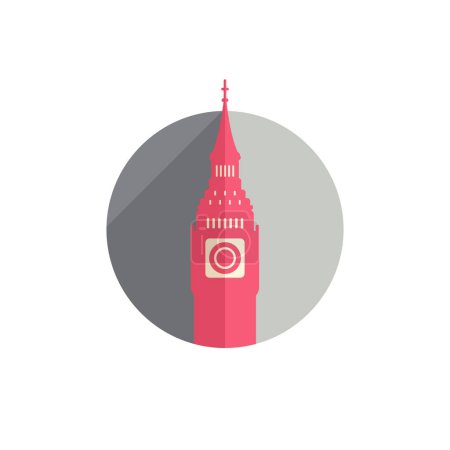 Illustration for Big Ben clock tower flat style vector icon - Royalty Free Image