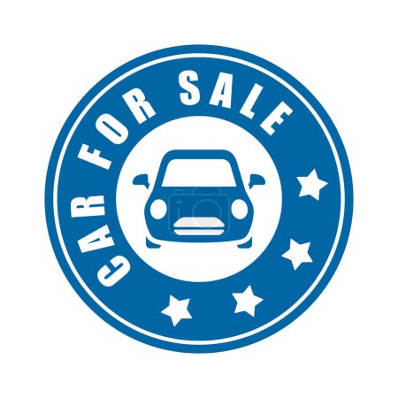 Illustration for Car For Sale stamp. Round shape emblem with car. - Royalty Free Image