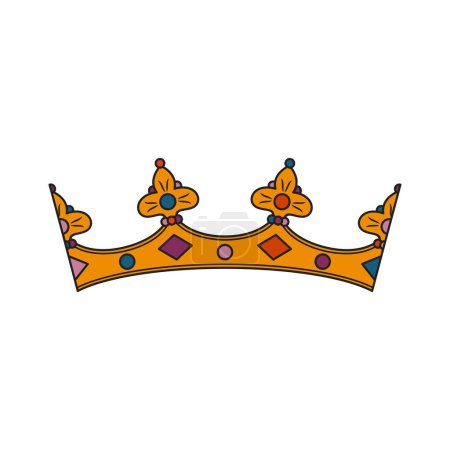 Illustration for King crown vintage vector illustration. Crown with gems illustration. - Royalty Free Image