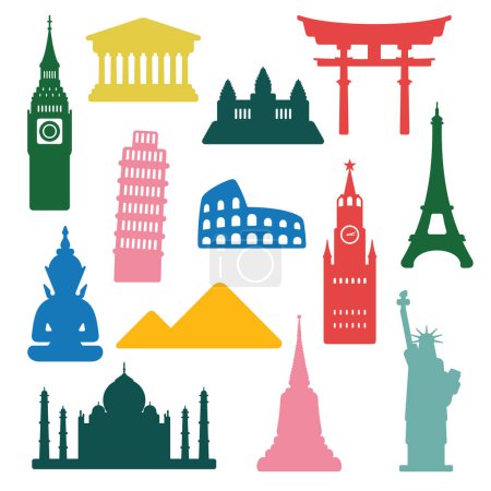 Ilustración de Edificios mundialmente famosos vector conjunto - Imagen libre de derechos