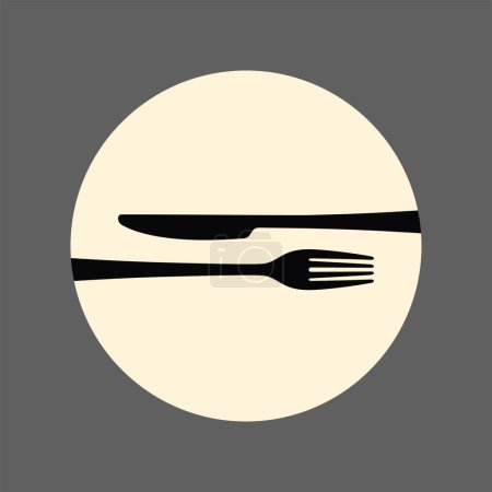 Téléchargez les illustrations : Emblème restaurant avec fourchette et illustration vectorielle couteau - en licence libre de droit
