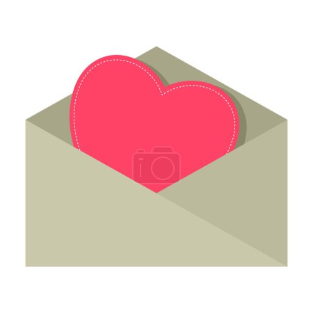 Téléchargez les illustrations : Message d'amour. Enveloppe ouverte avec cœur. Illustration vectorielle de style plat. - en licence libre de droit