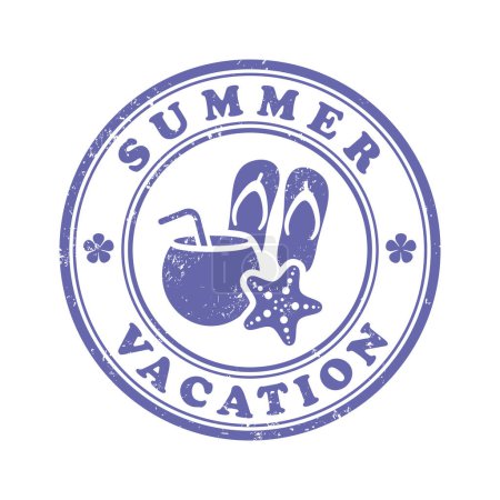 Téléchargez les illustrations : Vacances d'été rond grunge timbre texturé. Illustration vectorielle. - en licence libre de droit