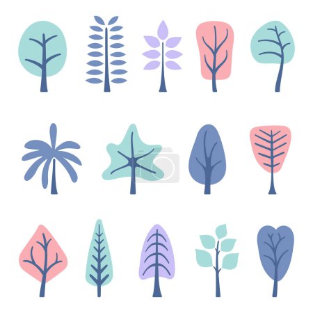 Illustration for Decorative surreal trees pastel coloured. Vector illustration. - Royalty Free Image