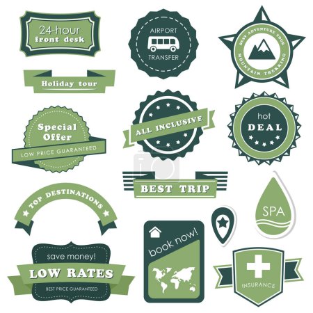 Illustration for Set of vector labels. Travel related design elements. - Royalty Free Image