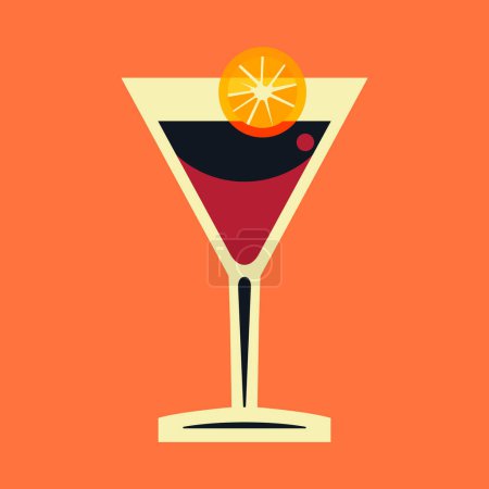 Téléchargez les illustrations : Illustration vectorielle cocktail alcool style vintage - en licence libre de droit