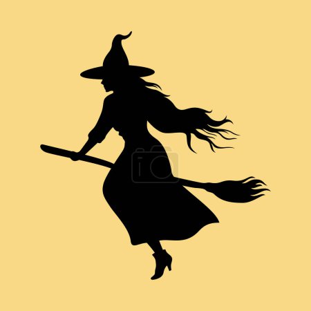 Illustration for Witch flying on a broom vector illustration - Royalty Free Image