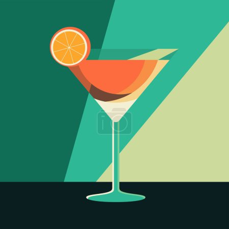 Téléchargez les illustrations : Illustration vectorielle cocktail alcool style vintage - en licence libre de droit