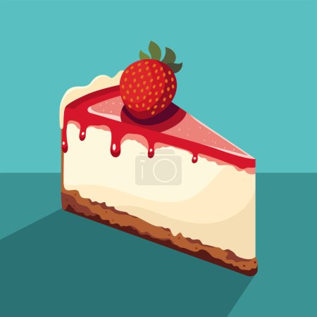 Téléchargez les illustrations : Fraise gâteau au fromage illustration vectorielle de style plat - en licence libre de droit
