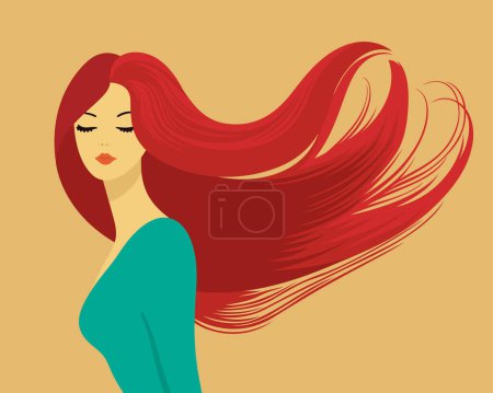 Illustration for Portrait of a beautiful young red haired woman. Vector illustration - Royalty Free Image