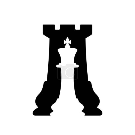 Ilustración de Rey de ajedrez dentro de la Torre. Ilustración vectorial. - Imagen libre de derechos