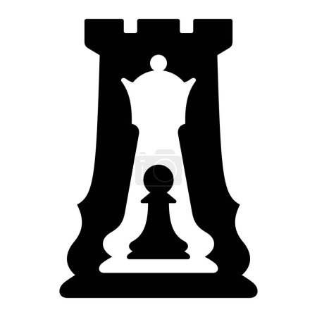 Illustration for Chess Queen inside the Rook. Vector illustration. - Royalty Free Image
