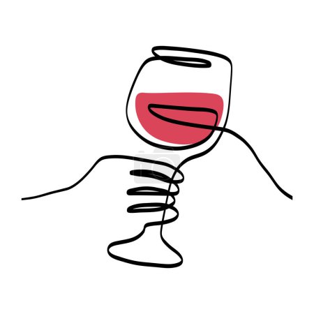 Ilustración de Vino tinto línea continua vector ilustración - Imagen libre de derechos