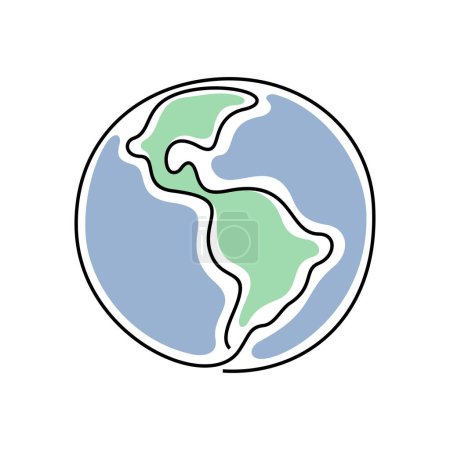 Illustration for The Earth one line vector illustration - Royalty Free Image