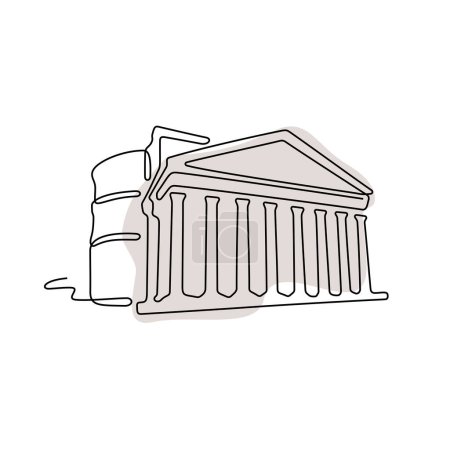 Illustration for Pantheon Rome Italy one line vector illustration - Royalty Free Image