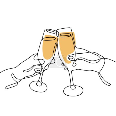 Illustration for Hands cheering with glasses of champagne vector illustration - Royalty Free Image