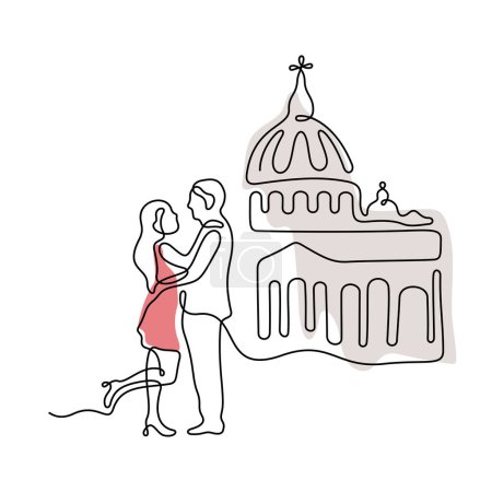 Téléchargez les illustrations : Couple romantique à Rome illustration vectorielle - en licence libre de droit